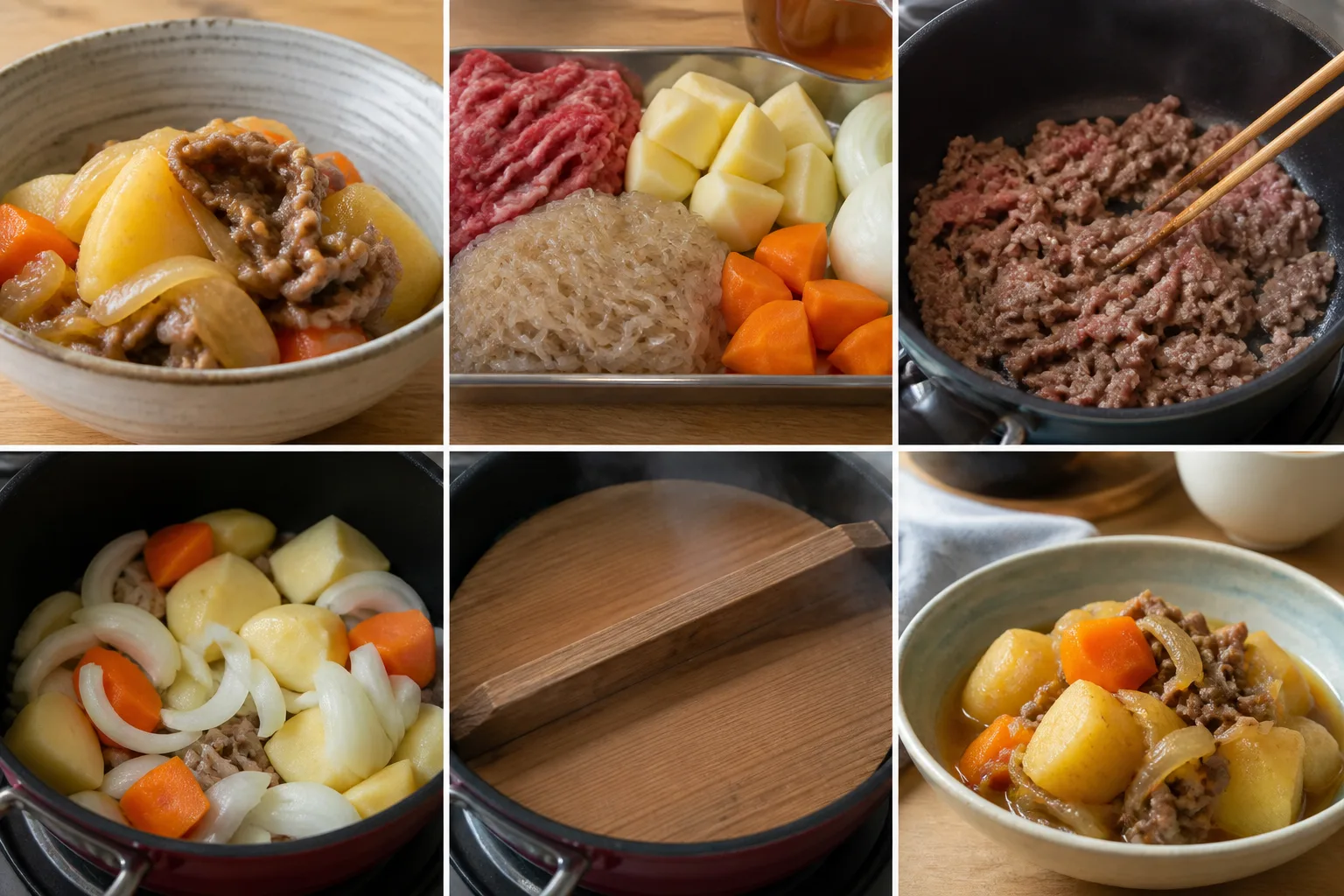 肉じゃがを家庭で軽やかに仕上げた完成写真