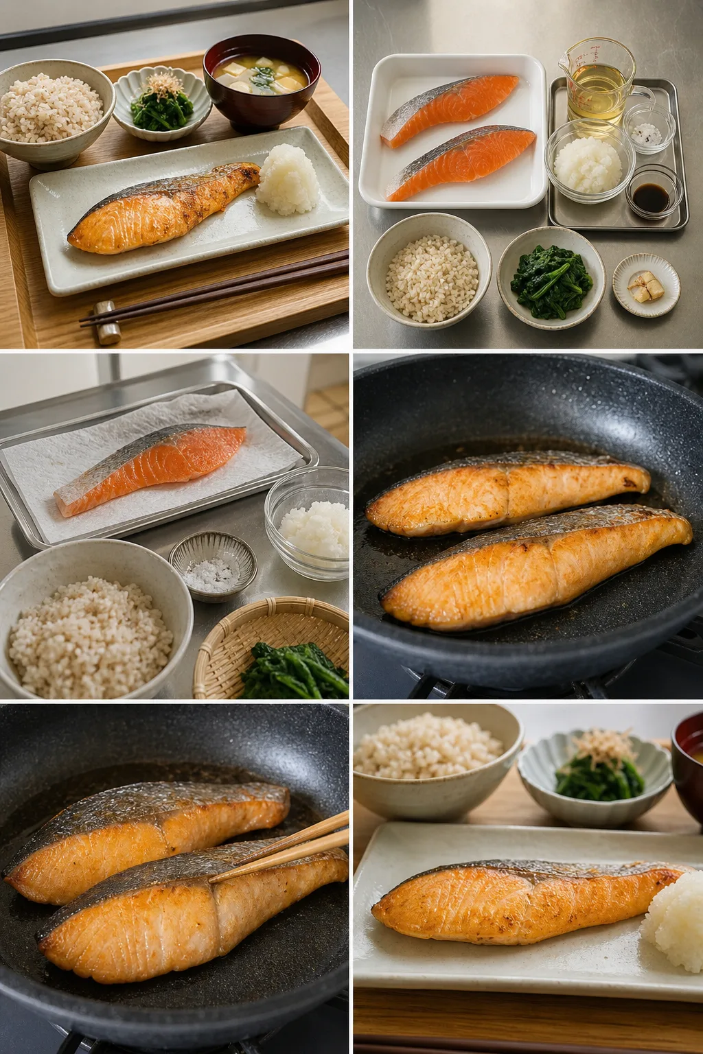軽く仕上げた家庭料理の鮭の塩焼き