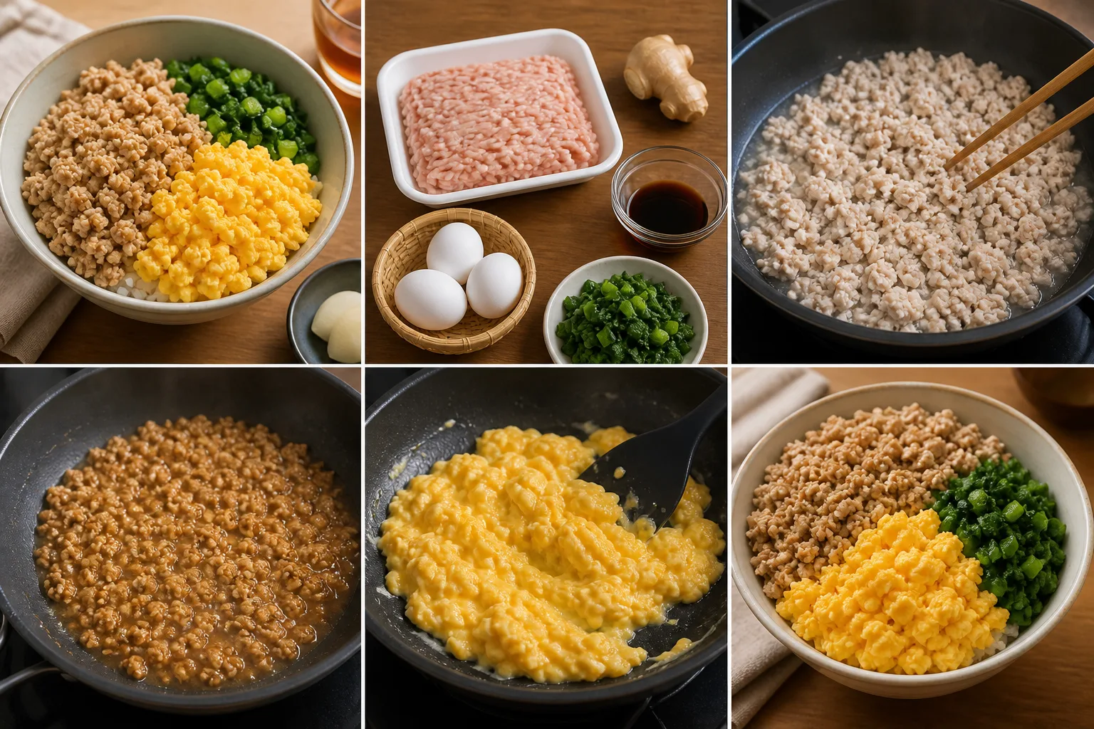 そぼろ丼を家庭で軽やかに仕上げた完成写真