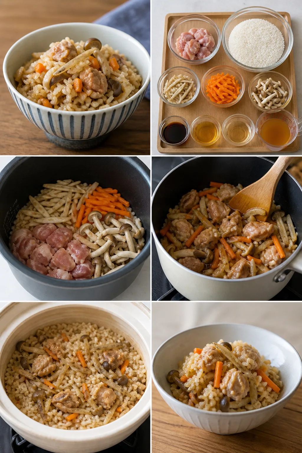 軽く仕上げた家庭料理の炊き込みご飯