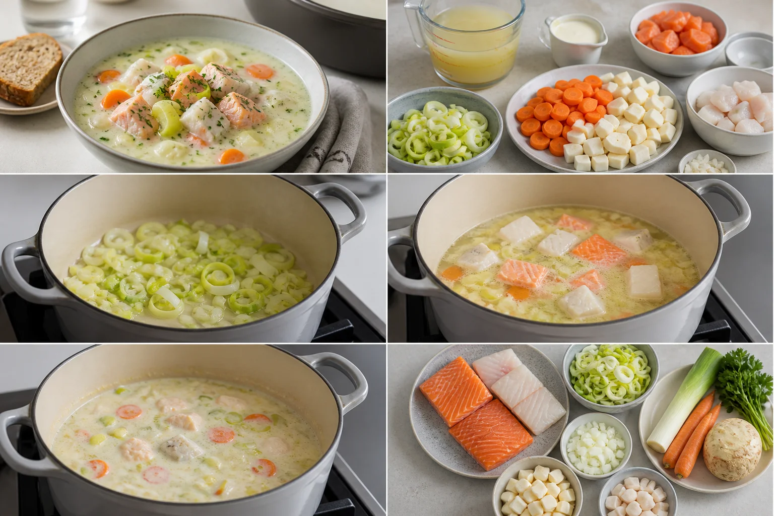 Ferdig lettere hjemmelaget Fiskesuppe