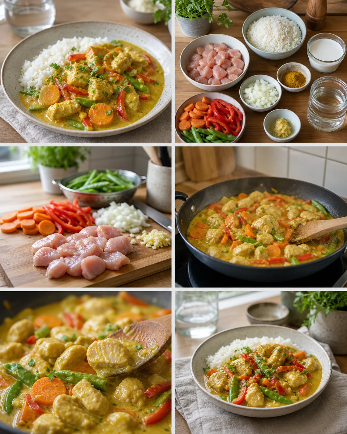 Ferdig lettere hjemmelaget Kylling i curry på et norsk middagsbord