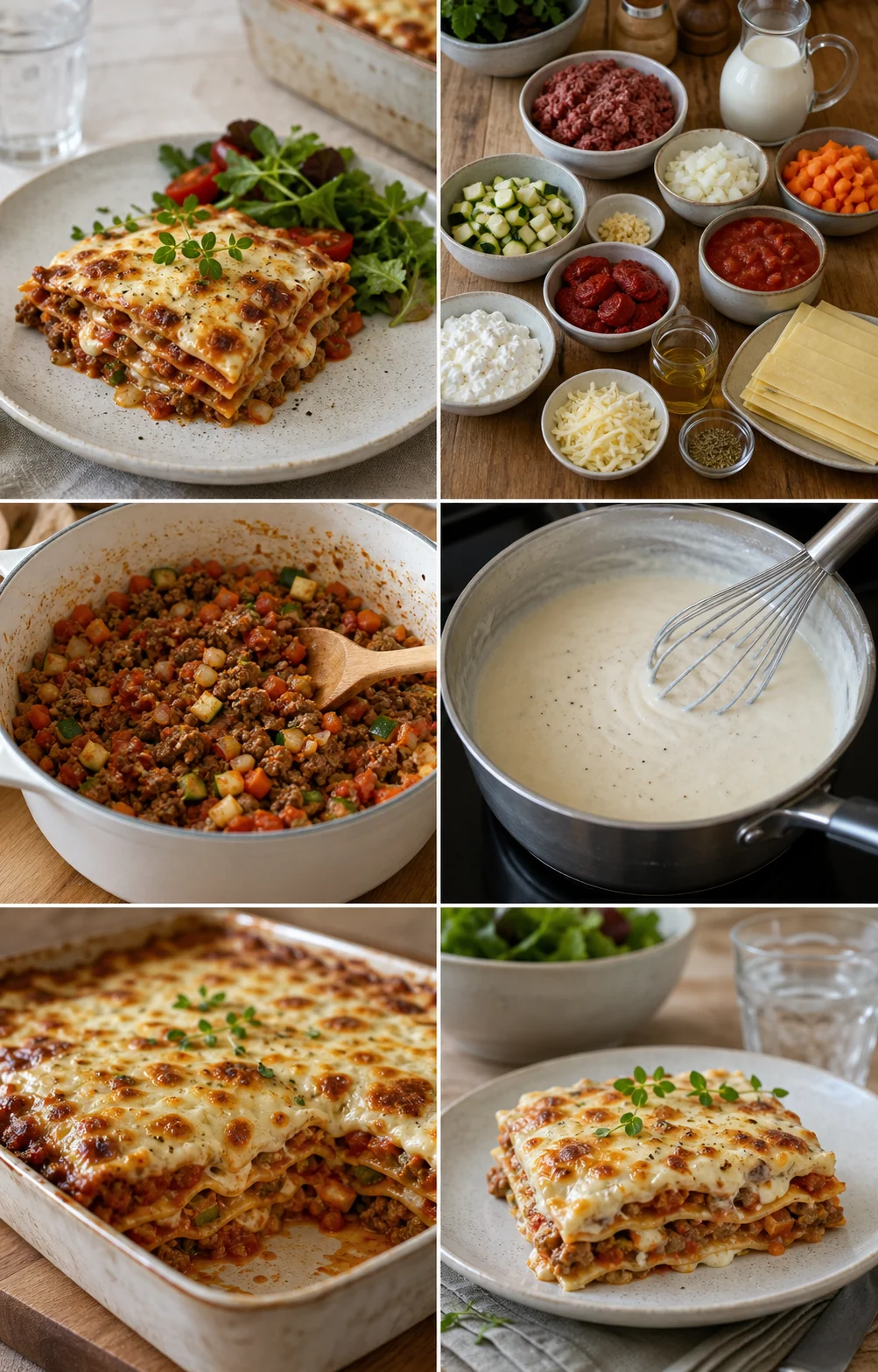 Ferdig lettere hjemmelaget Lasagne på et norsk middagsbord