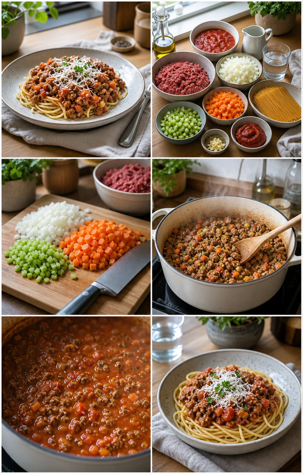 Ferdig lettere hjemmelaget Spaghetti bolognese på et norsk middagsbord