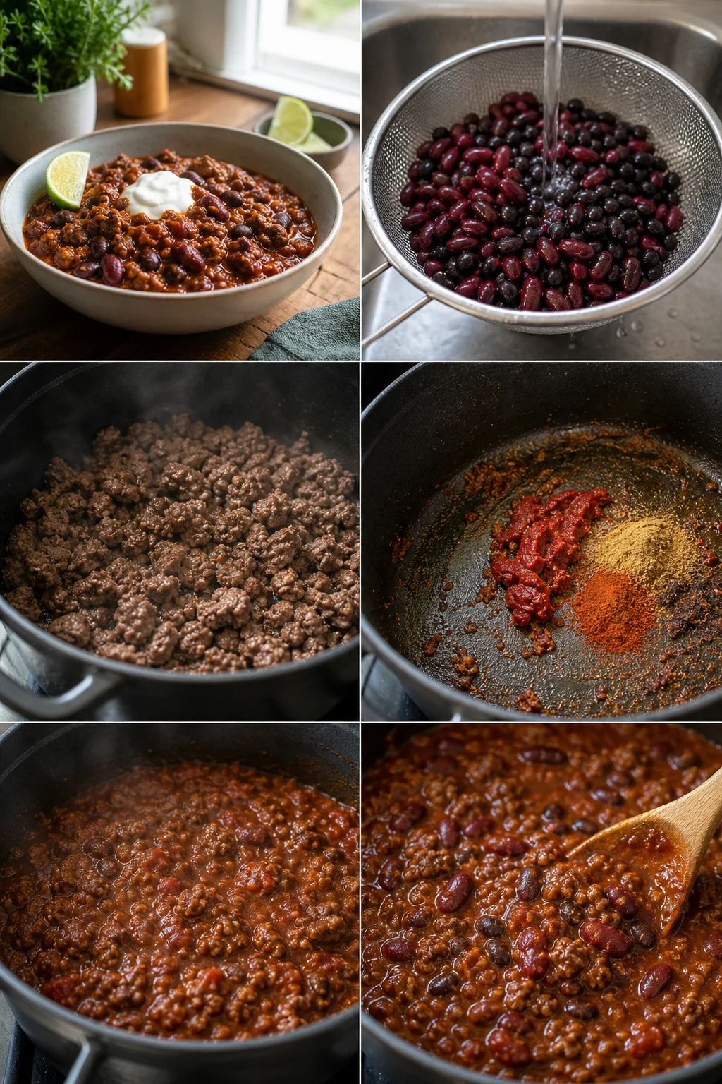 Afgewerkt lichter Nederlands gerecht Chili con carne op tafel