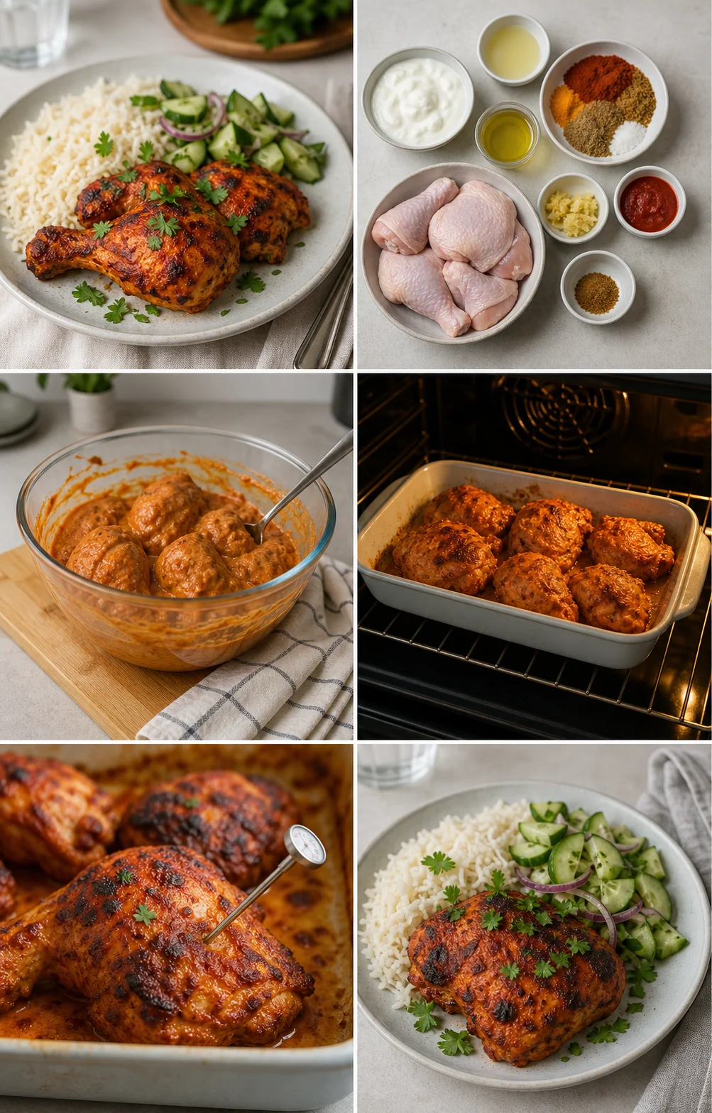 Lichtere huisgemaakte Kip tandoori klaar op een Nederlands dinerbord