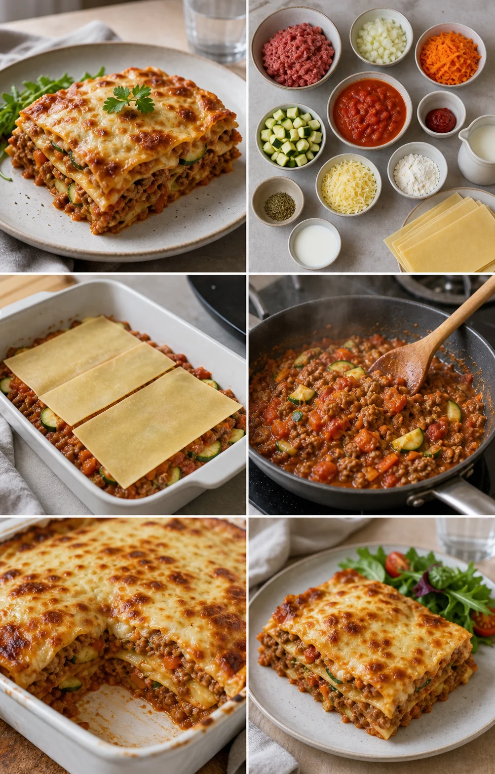 Lichtere huisgemaakte Lasagne klaar op een Nederlands dinerbord
