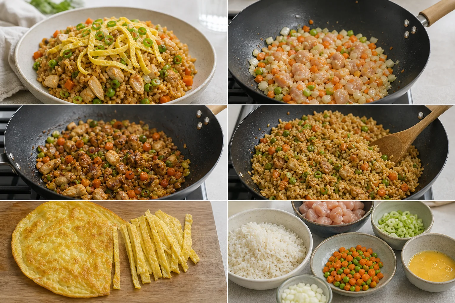 Lichtere huisgemaakte Nasi goreng, klaar om te serveren