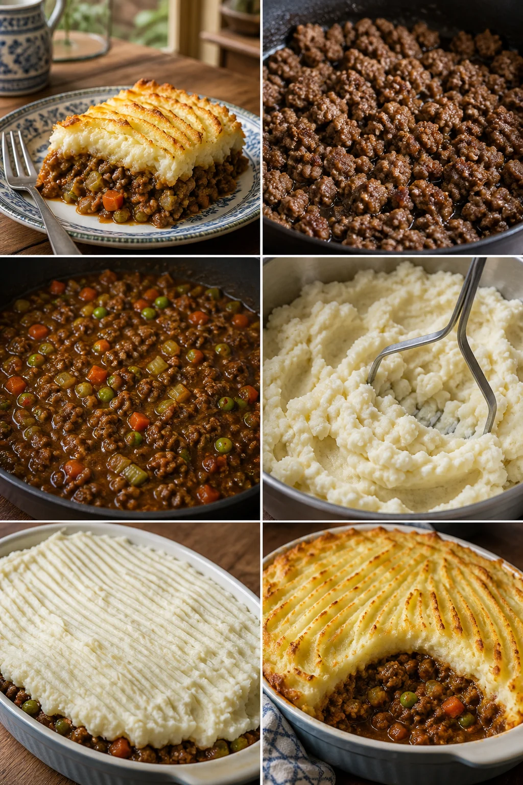 Afgewerkt lichter Nederlands gerecht Shepherd's pie op tafel