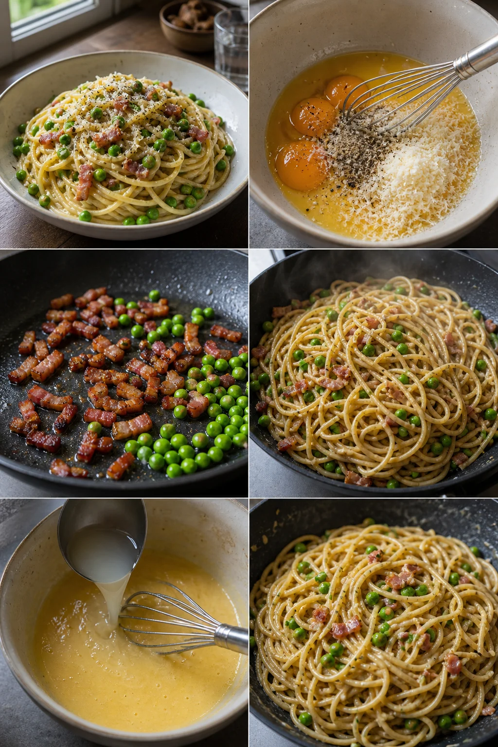 Afgewerkt lichter Nederlands gerecht Spaghetti carbonara op tafel