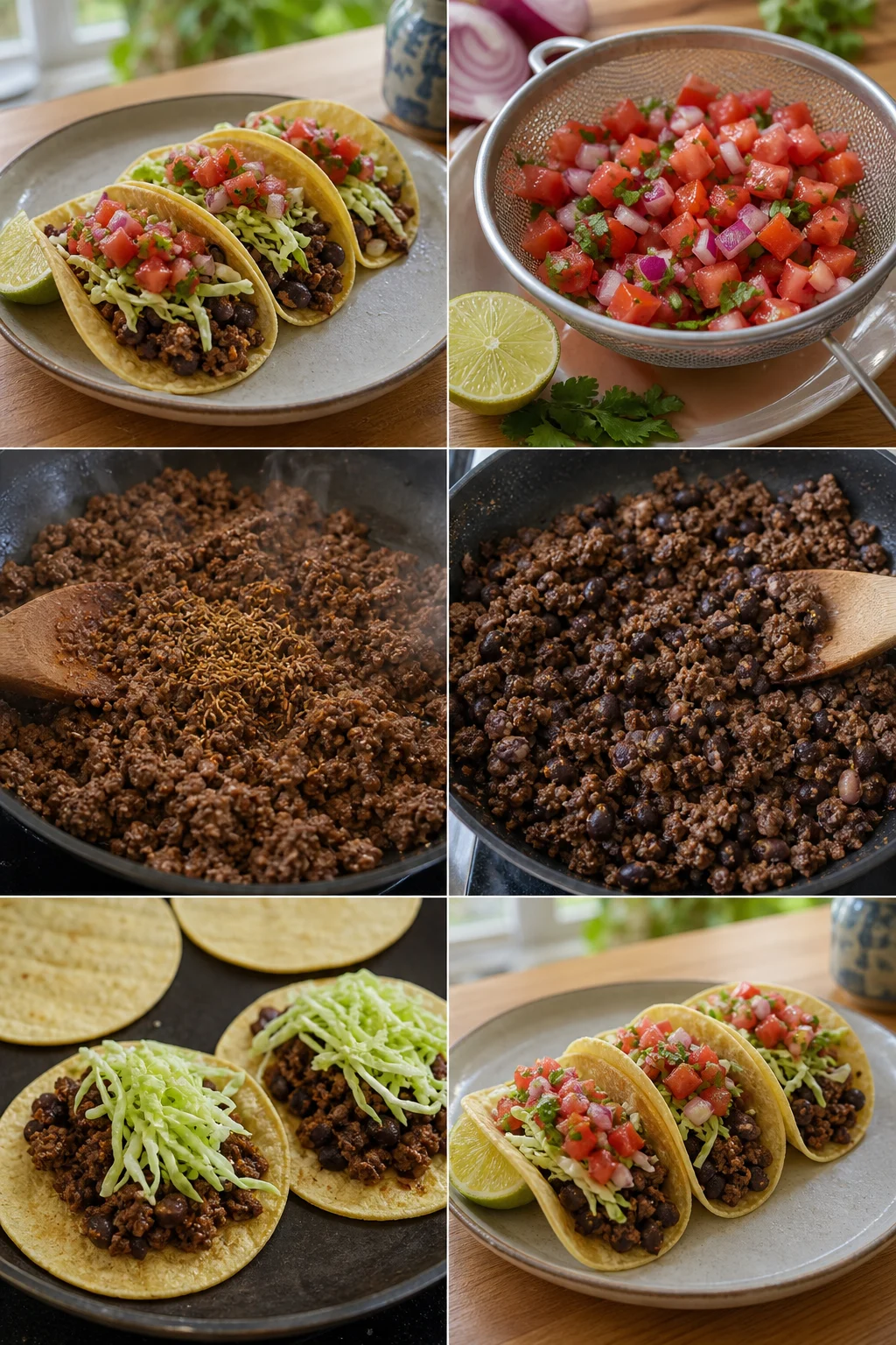 Afgewerkt lichter Nederlands gerecht Taco's met gehakt op tafel