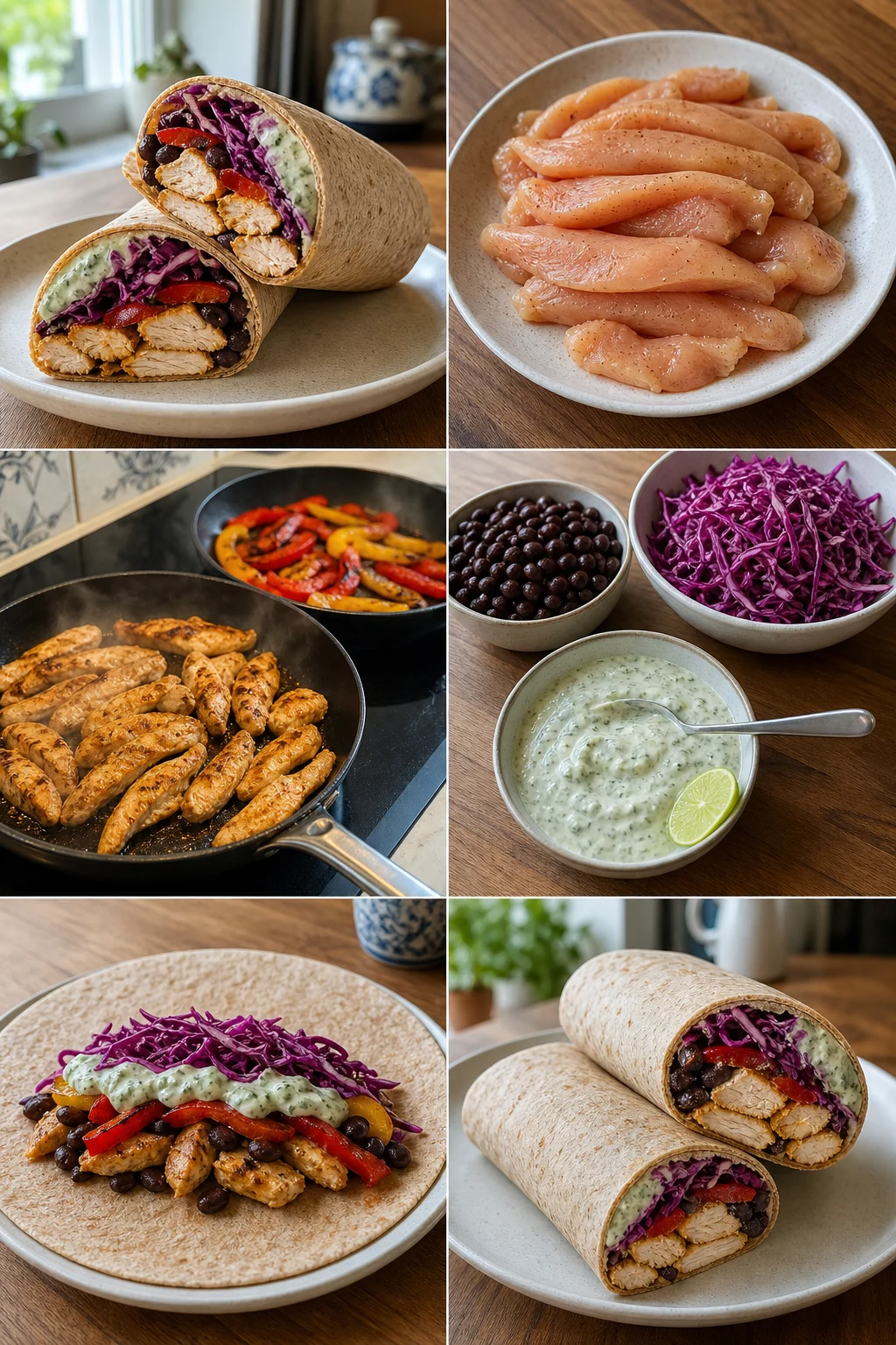 Afgewerkt lichter Nederlands gerecht Wraps met kip op tafel