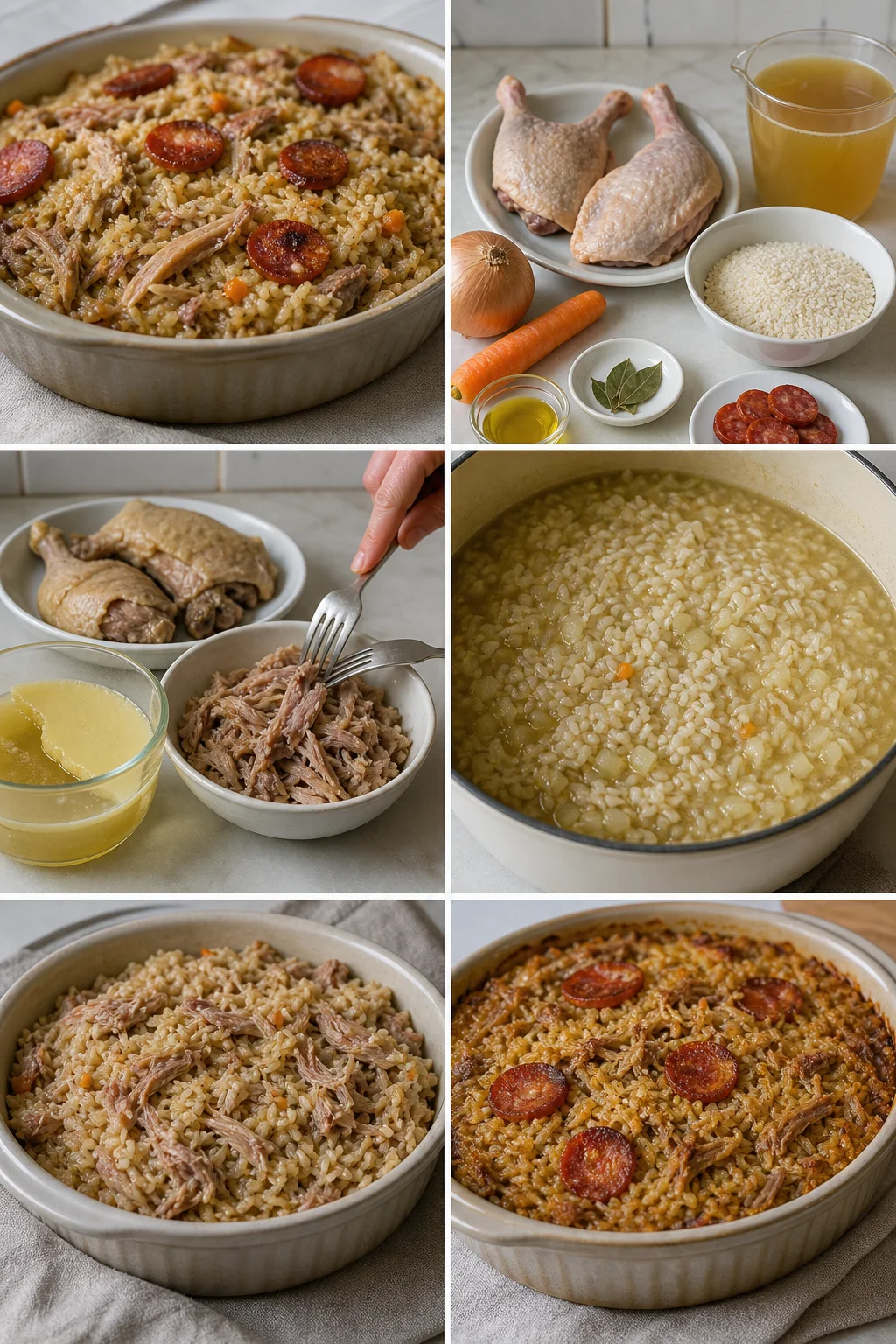 Arroz de pato mais leve, servido numa dose medida