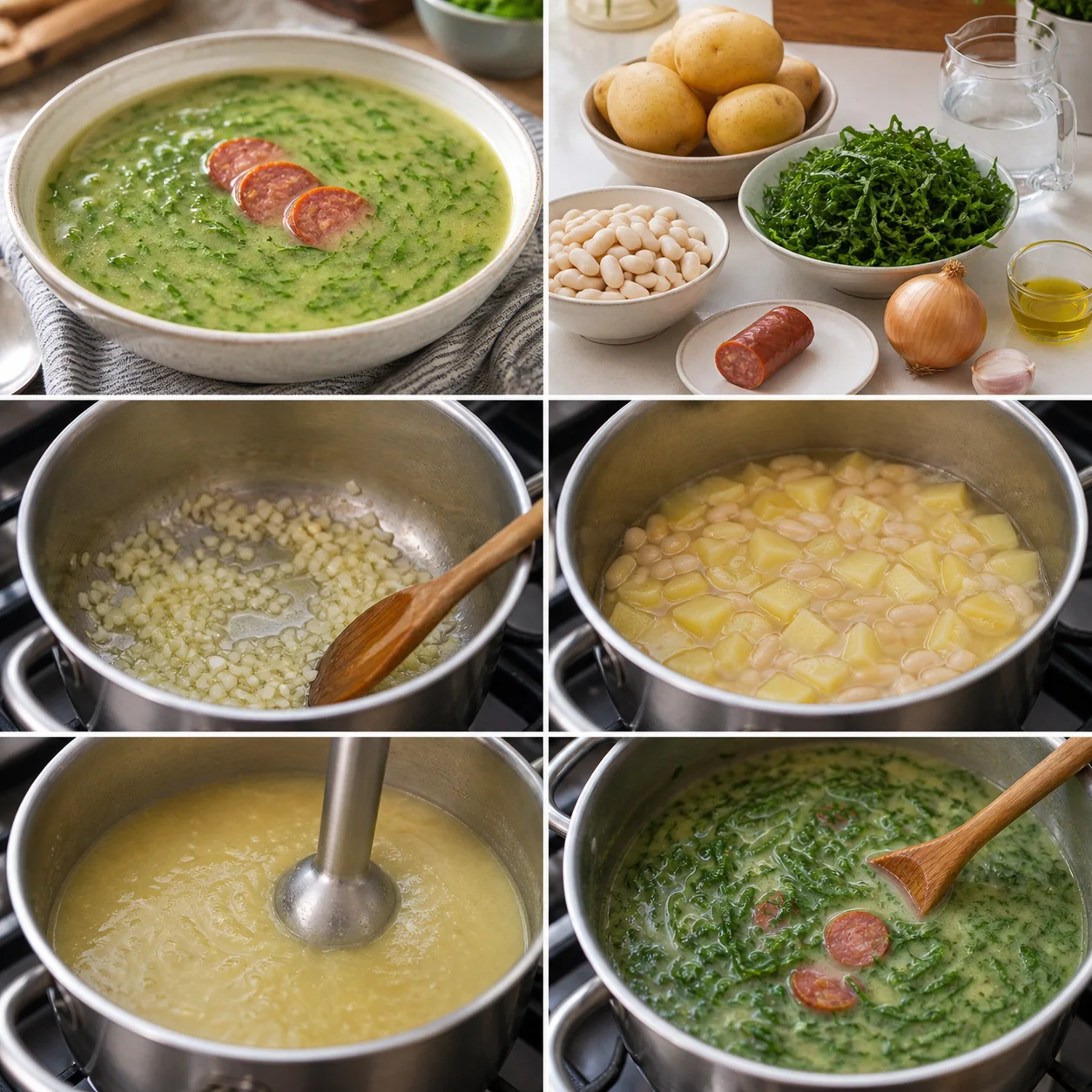 Caldo verde mais leve, servido numa dose medida