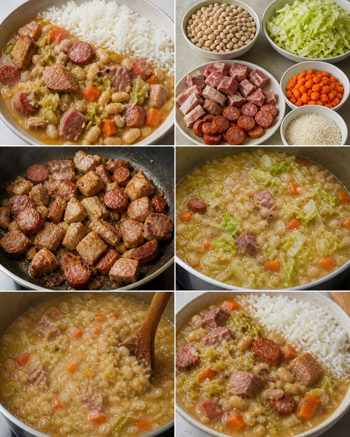 Feijoada à portuguesa caseiro mais leve pronto a servir numa mesa portuguesa