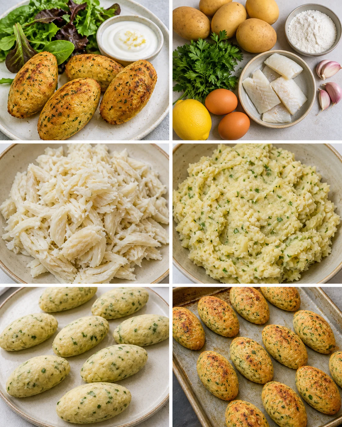 Pastéis de bacalhau caseiro mais leve pronto a servir numa mesa portuguesa