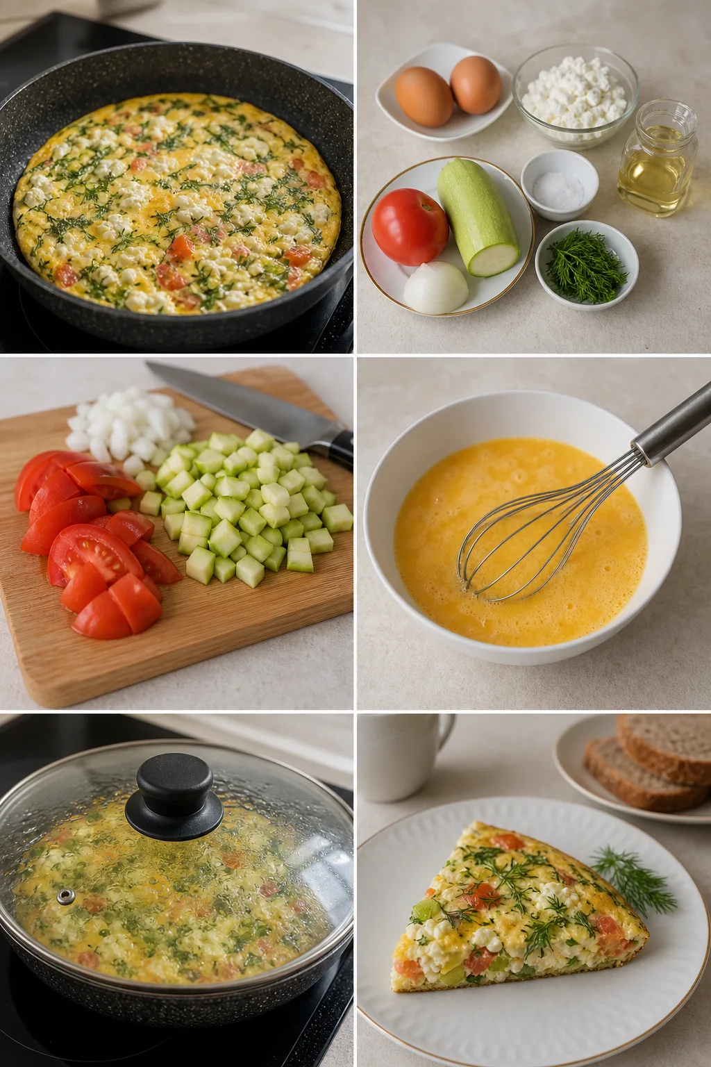Готовое облегчённое домашнее блюдо Омлет на сковороде