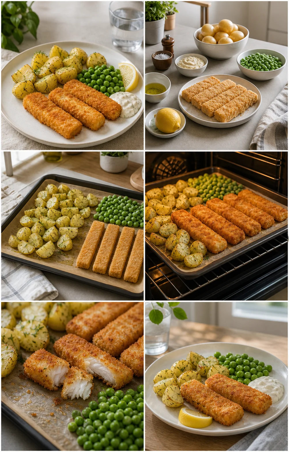 Färdig lättare hemlagad Fiskpinnar i ugn på ett svenskt middagsbord
