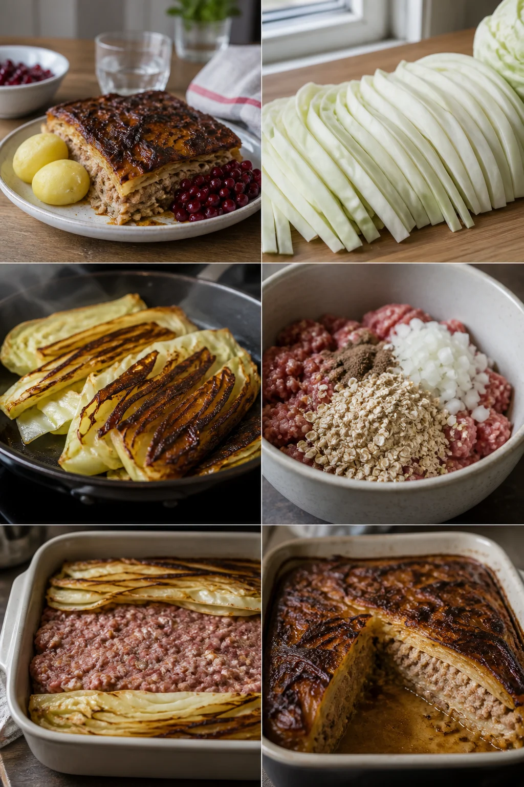 Färdig lättare svensk Kålpudding på ett vardagsbord