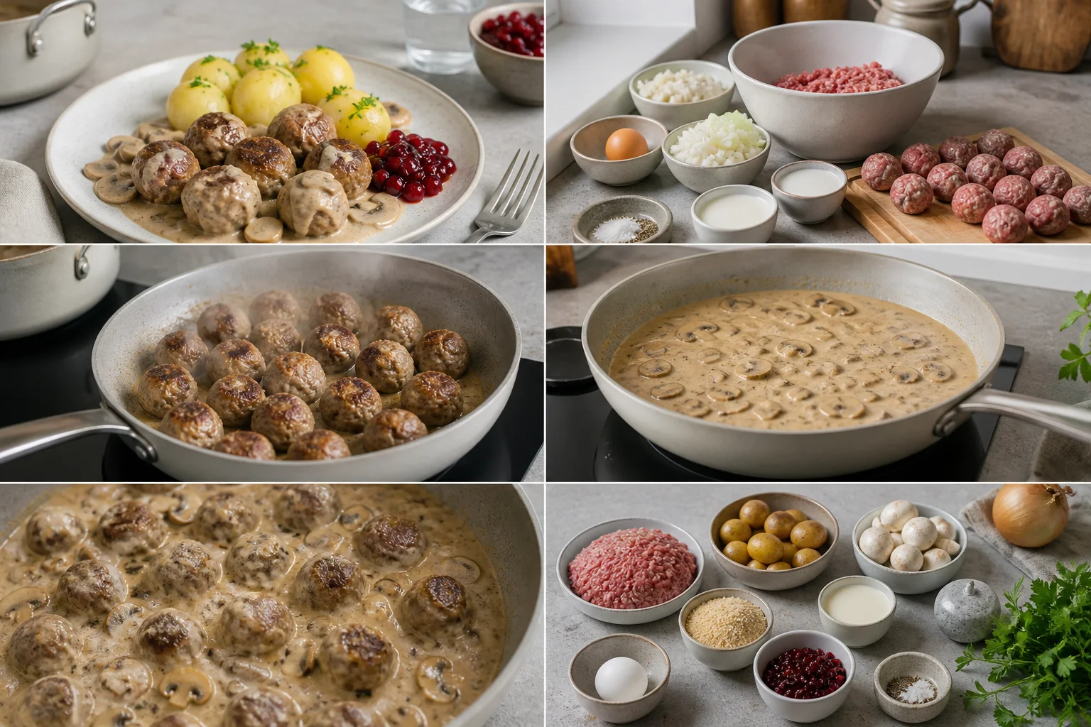 Färdig lättare hemlagad Köttbullar med gräddsås
