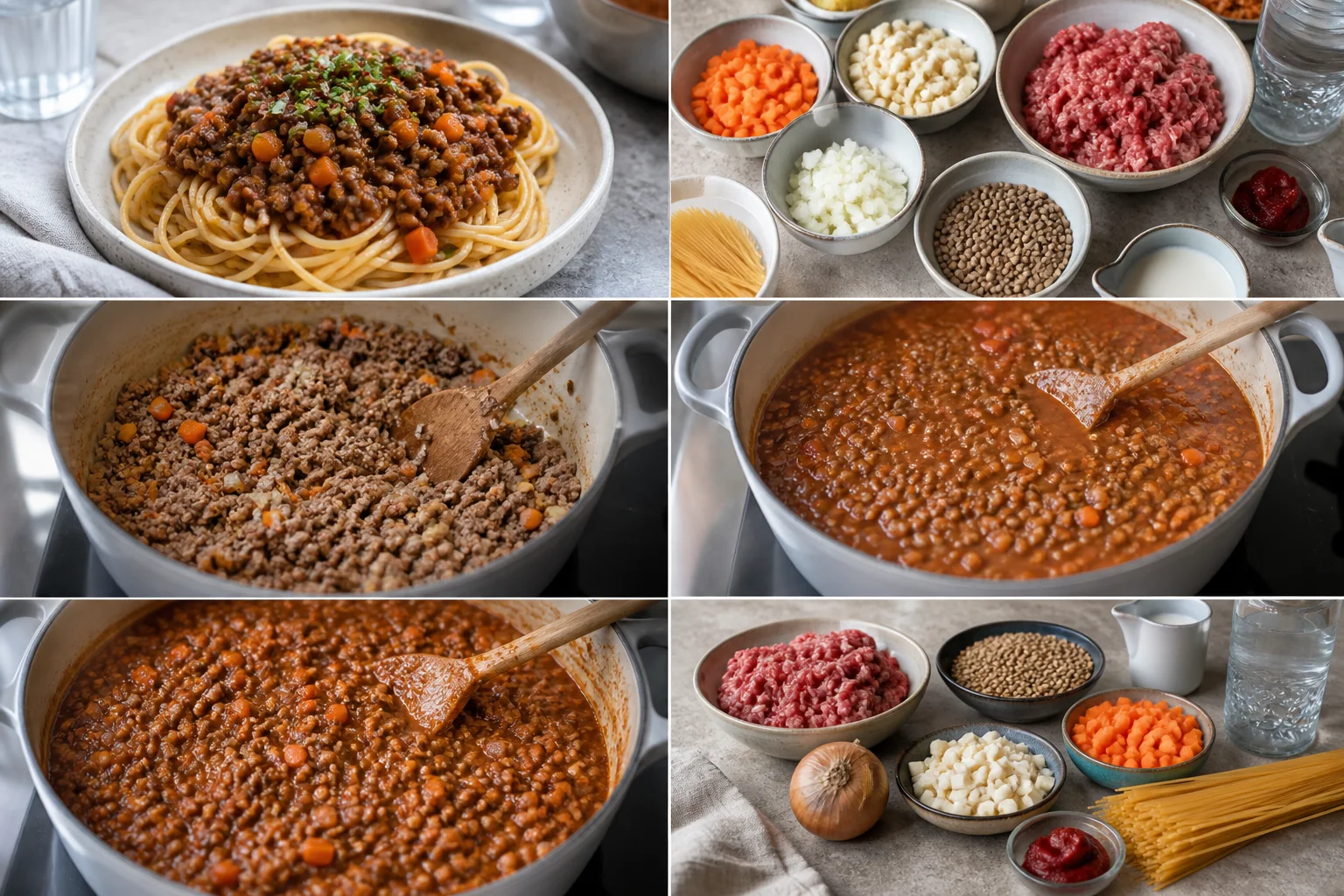 Färdig lättare hemlagad Köttfärssås och spaghetti
