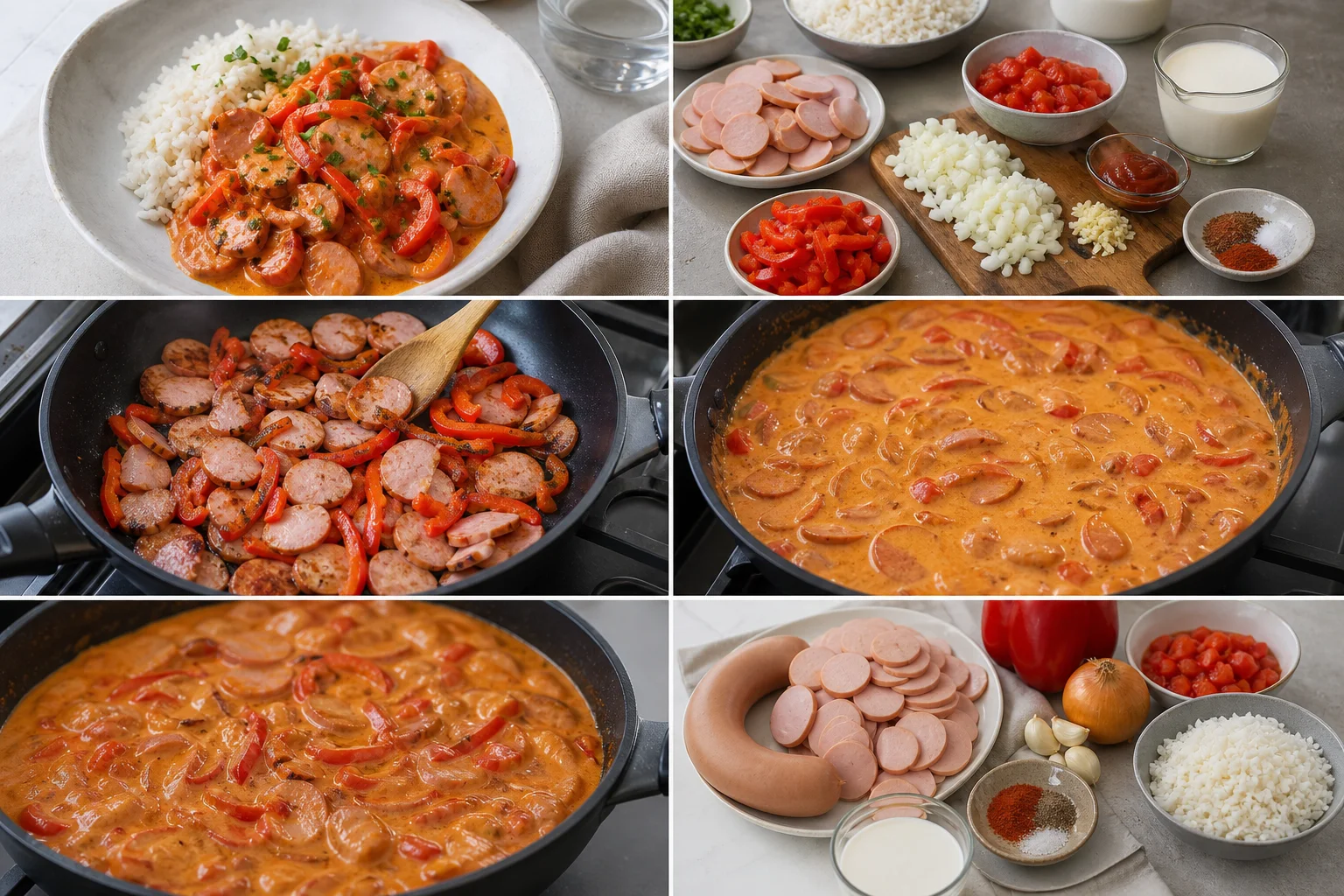 Färdig lättare hemlagad Korv stroganoff