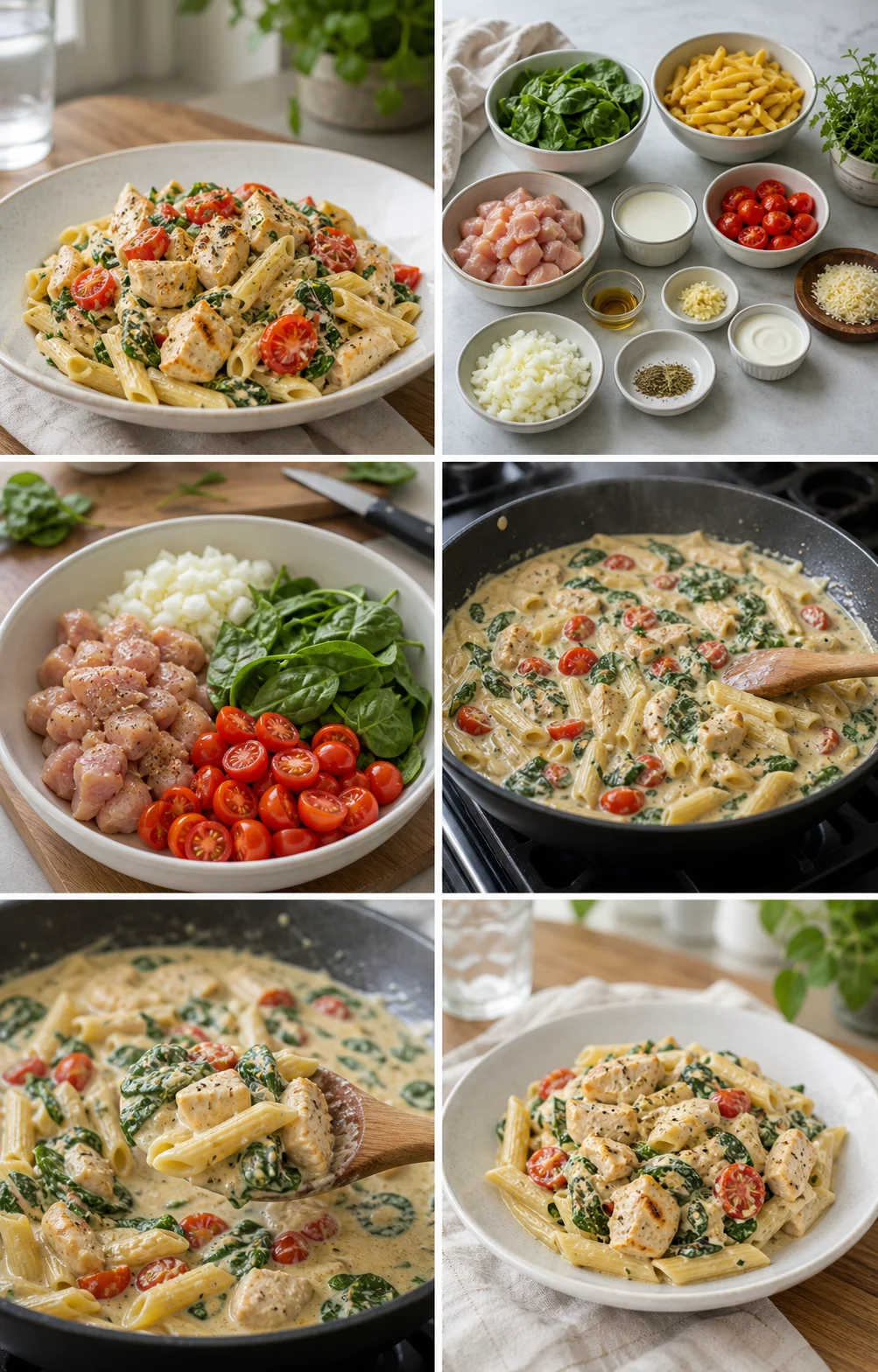 Färdig lättare hemlagad Kycklingpasta på ett svenskt middagsbord