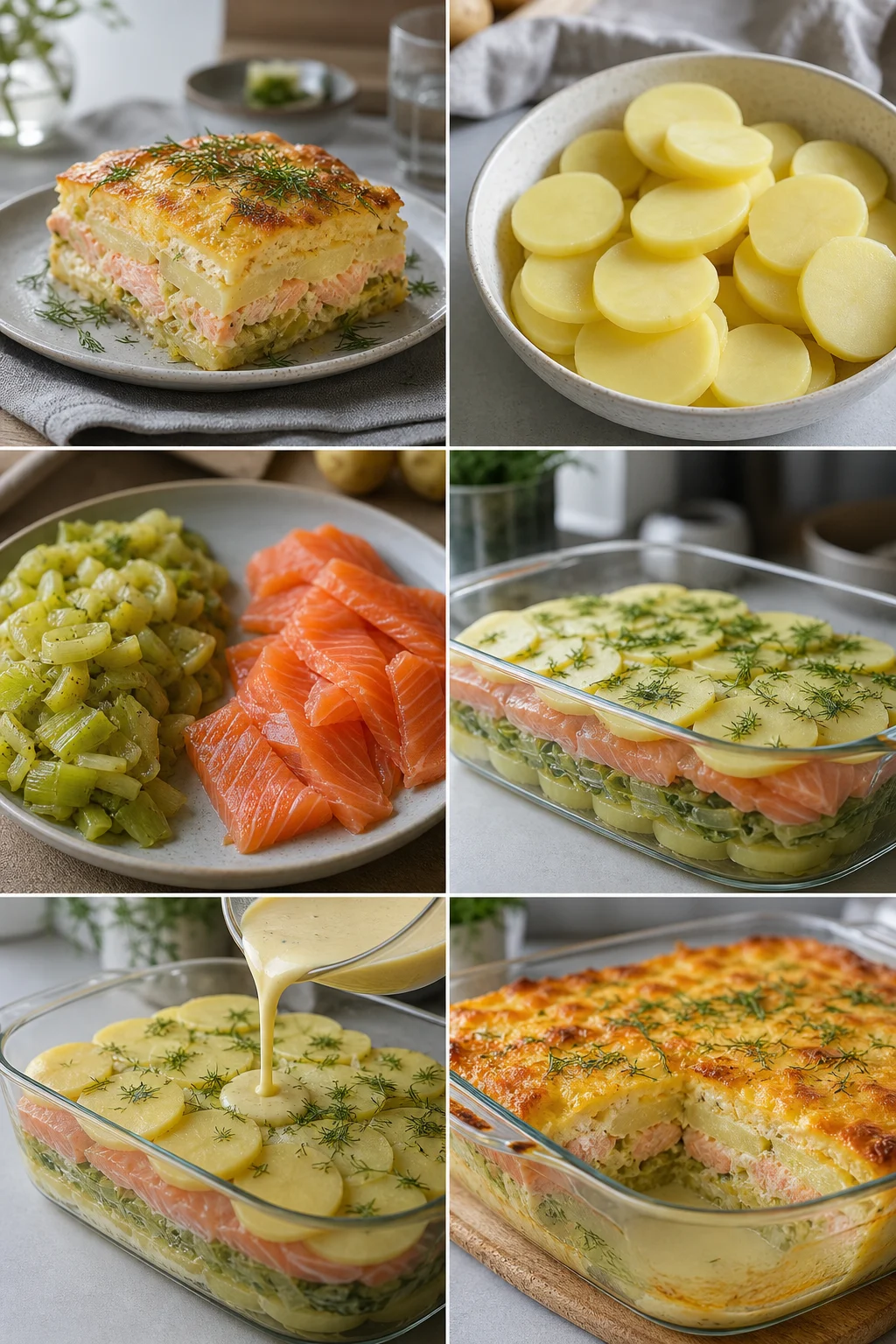 Färdig lättare svensk Laxpudding på ett vardagsbord