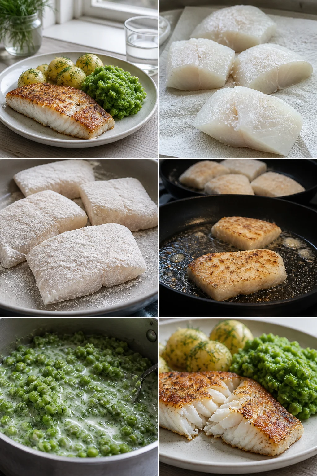 Färdig lättare svensk Stekt torsk på ett vardagsbord