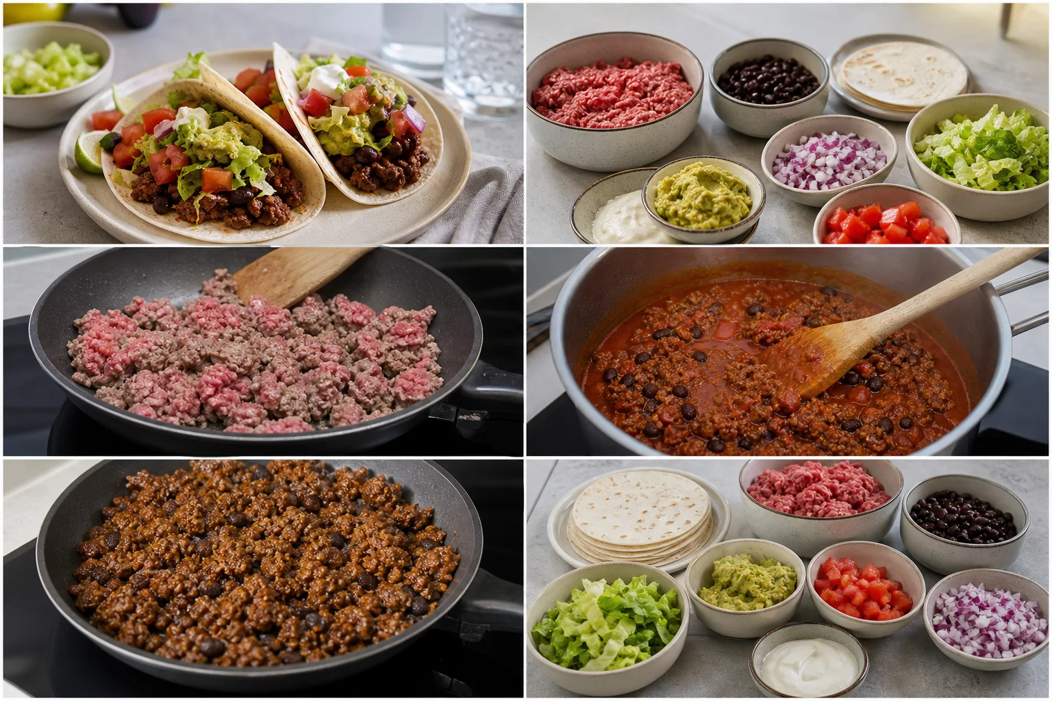 Färdig lättare hemlagad Tacos med köttfärs
