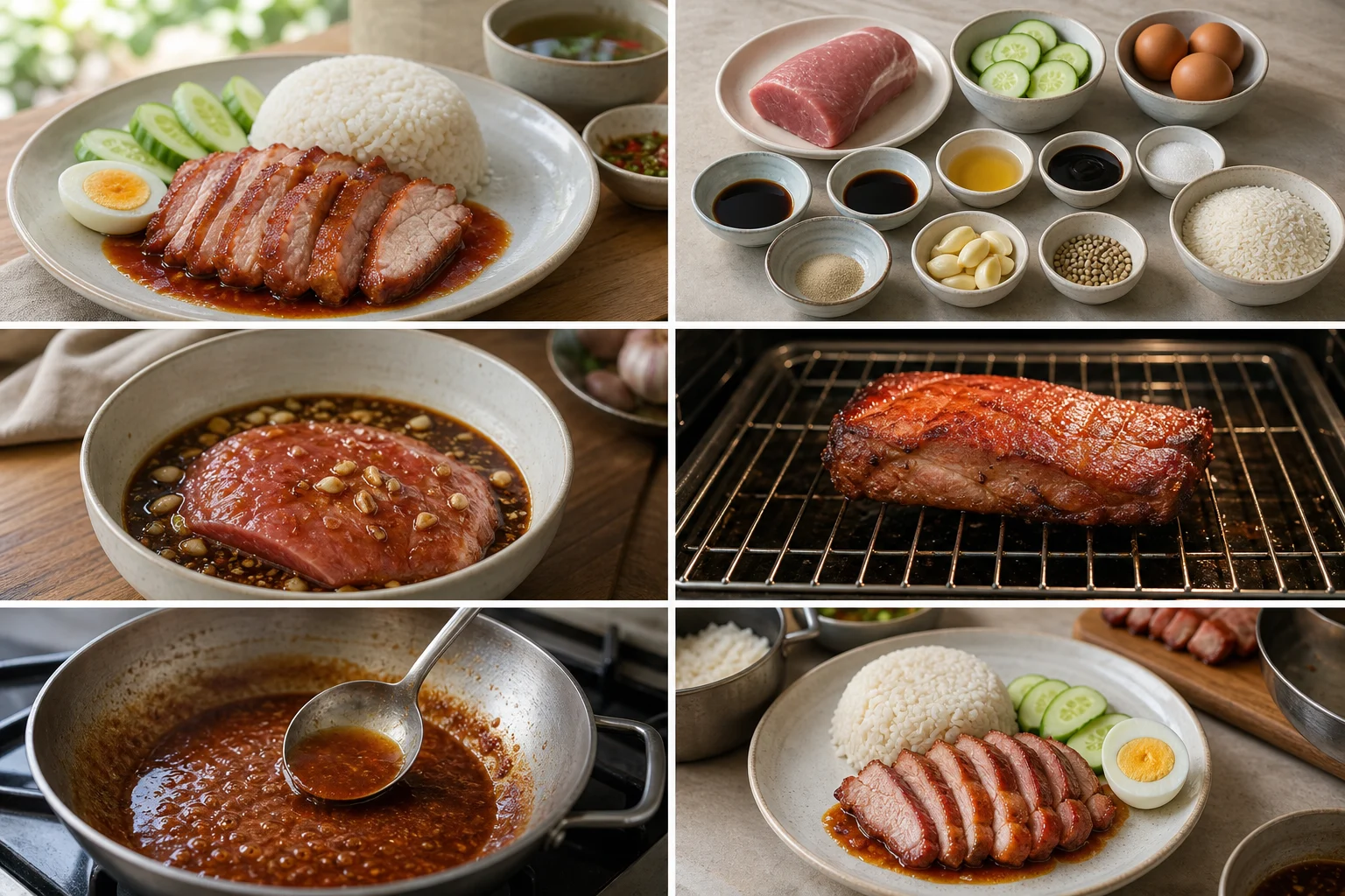 ข้าวหมูแดง สูตรเบาลงพร้อมเสิร์ฟแบบอาหารไทยทำเองที่บ้าน