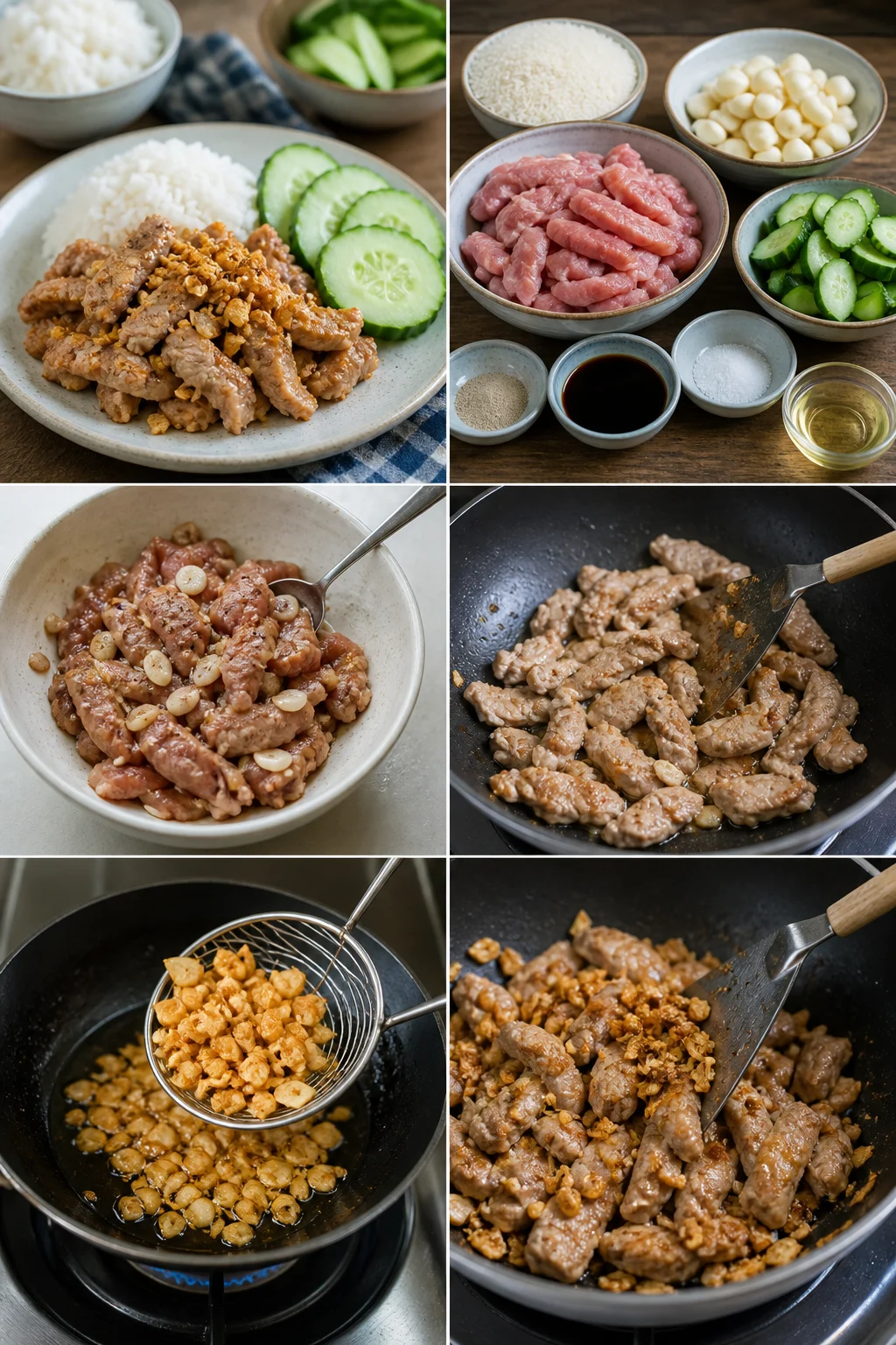 หมูทอดกระเทียม สูตรเบาลงพร้อมเสิร์ฟแบบอาหารไทยทำเองที่บ้าน