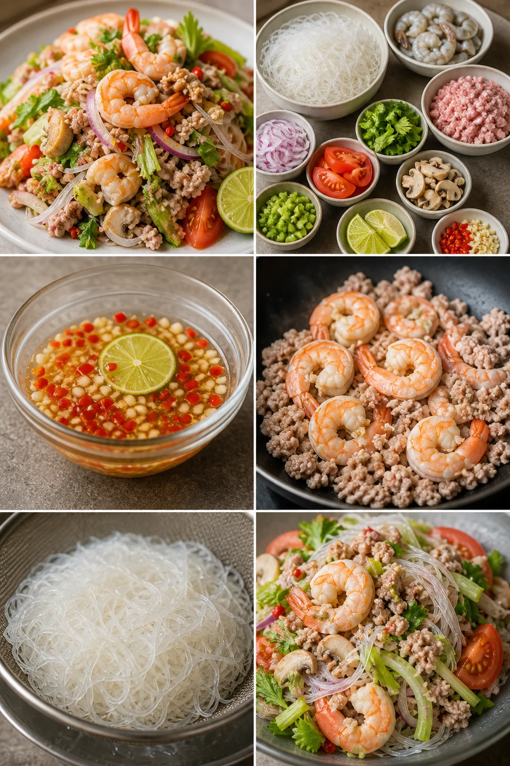 ยำวุ้นเส้น สูตรเบาลงพร้อมเสิร์ฟแบบอาหารไทยทำเองที่บ้าน