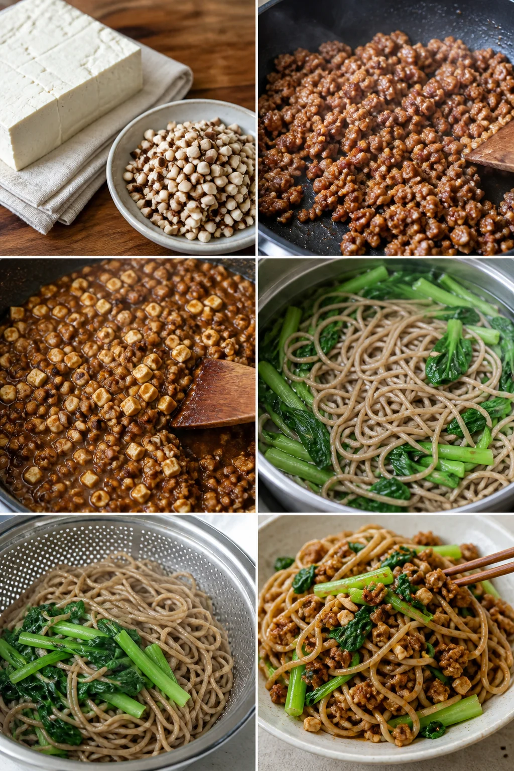 完成並控制份量的台灣料理肉燥乾麵