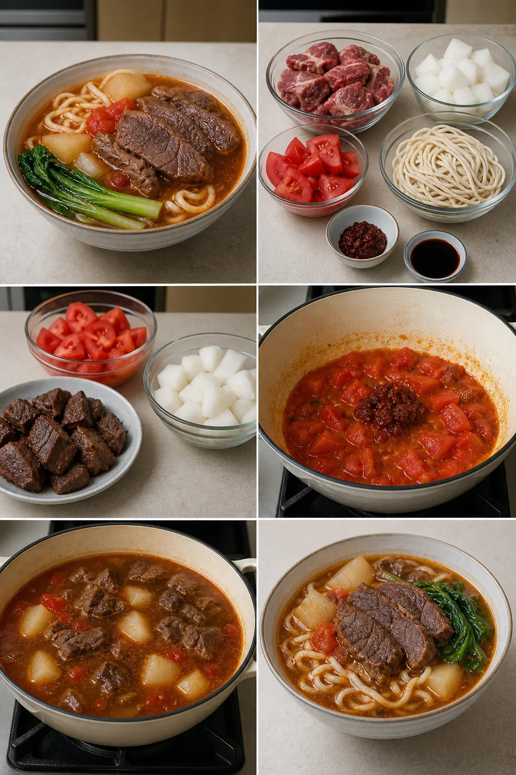 完成盛盤的清爽版牛肉麵，保留台灣家常料理的原有樣貌