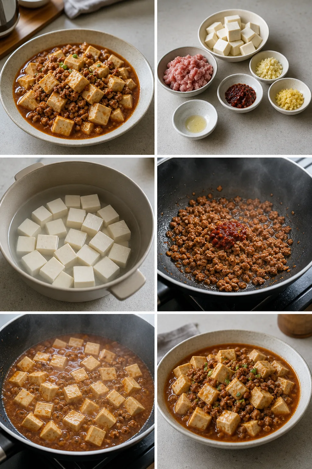 完成盛盤的清爽版麻婆豆腐，保留台灣家常料理的原有樣貌