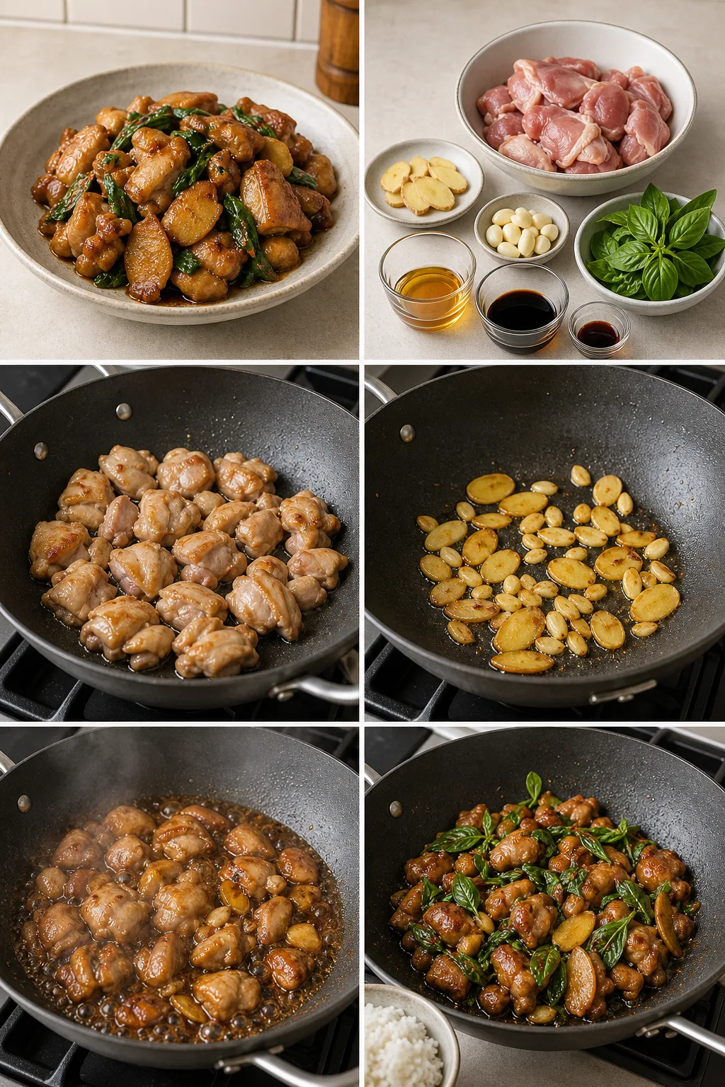 完成盛盤的清爽版三杯雞，保留台灣家常料理的原有樣貌